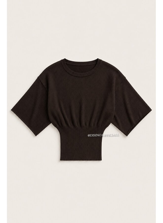 CHOCO - 'ILAYDA SHORTSLEEVE' - SNATCHED BELL SLEEVE KNIT TOP