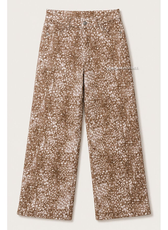 BEIGE - 'BAMBI JEANS' - SUPER STRETCH ANIMAL PRINT WIDE LEG JEANS