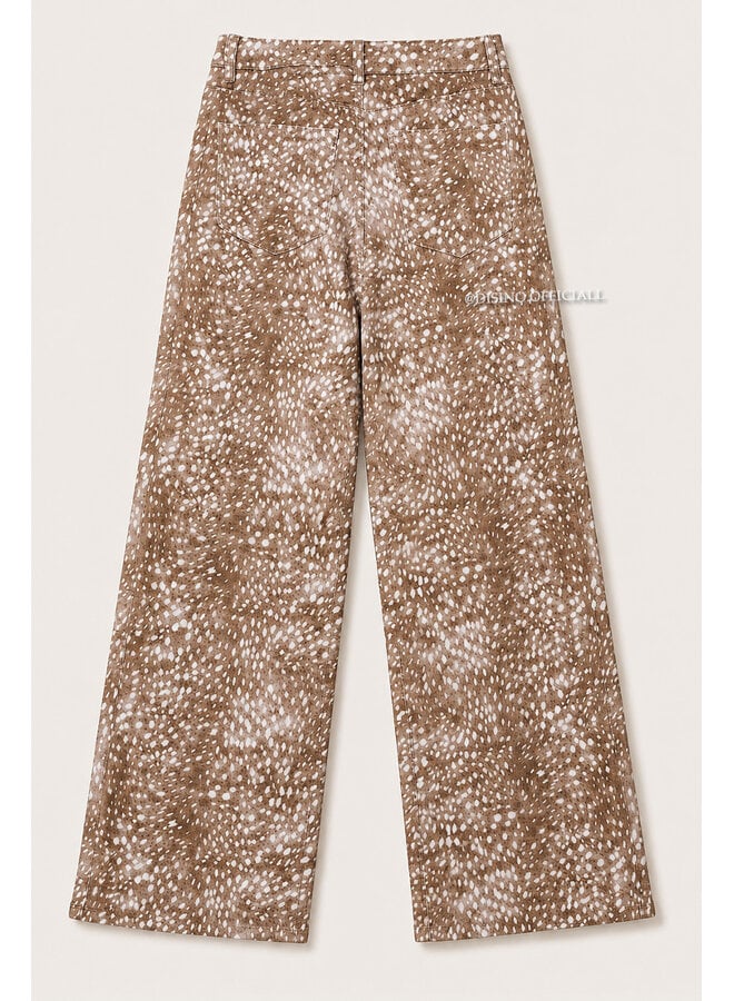BEIGE - 'BAMBI JEANS' - SUPER STRETCH ANIMAL PRINT WIDE LEG JEANS