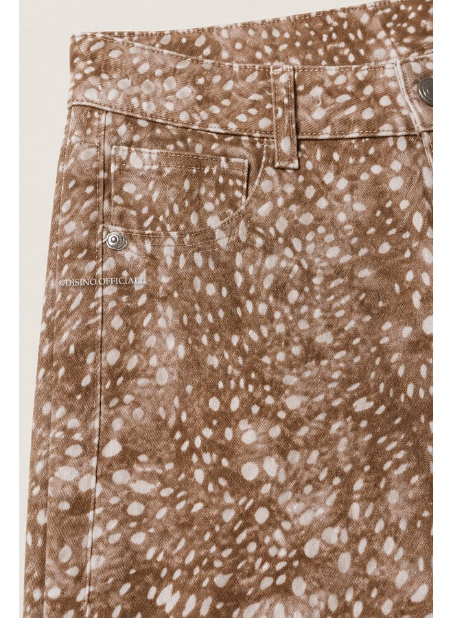 BEIGE - 'BAMBI JEANS' - SUPER STRETCH ANIMAL PRINT WIDE LEG JEANS