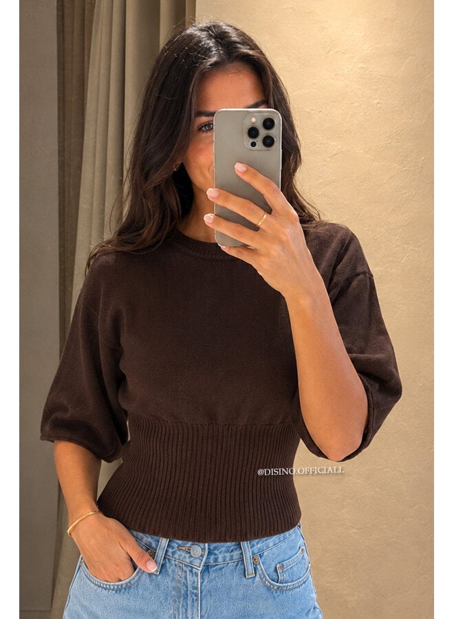 CHOCO - 'ILAYDA SHORTSLEEVE' - SNATCHED BELL SLEEVE KNIT TOP
