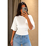 ECRU - 'ILAYDA SHORTSLEEVE' - SNATCHED BELL SLEEVE KNIT TOP