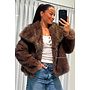 BROWN - 'SUZE COAT' - FLUFFY FAUX FUR OVERSIZED COAT