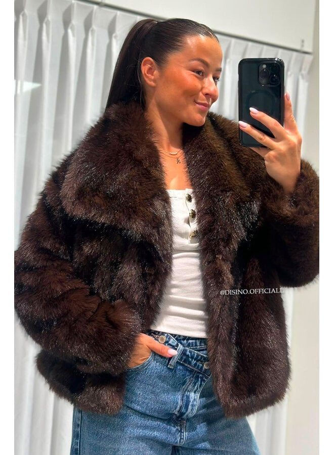 CHOCO - 'SUZE COAT' - FLUFFY FAUX FUR OVERSIZED COAT