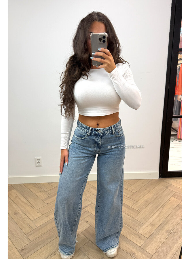 BLUE - 'LEXIE JEANS' - WAIST DETAIL PERFECT STRETCH BAGGY JEANS