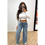 BLUE - 'LEXIE JEANS' - WAIST DETAIL PERFECT STRETCH BAGGY JEANS
