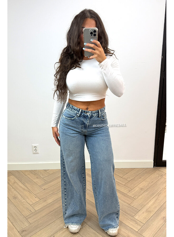 BLUE - 'LEXIE JEANS' - WAIST DETAIL PERFECT STRETCH BAGGY JEANS