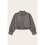 TAUPE - 'NENA V2 BLOUSE' - CHECKED CROPPED BLOUSE