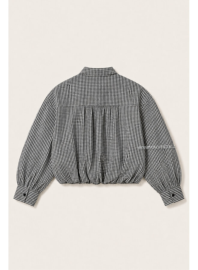 BLACK/WHITE - 'NENA V2 BLOUSE' - CHECKED CROPPED BLOUSE