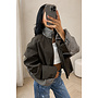 CHOCO - 'NENA BOMBER' - OVERSIZED BOMBER CHECK DETAIL JACKET