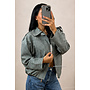 GREEN - 'VALENCIA JACKET' - OVERSIZED CHECKED BOMBER JACKET