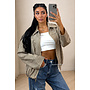 YELLOW - 'VALENCIA JACKET' - OVERSIZED CHECKED BOMBER JACKET