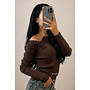 CHOCO - 'FIFI TOP' - LONGSLEEVE LACE DETAIL OFF SHOULDER TOP