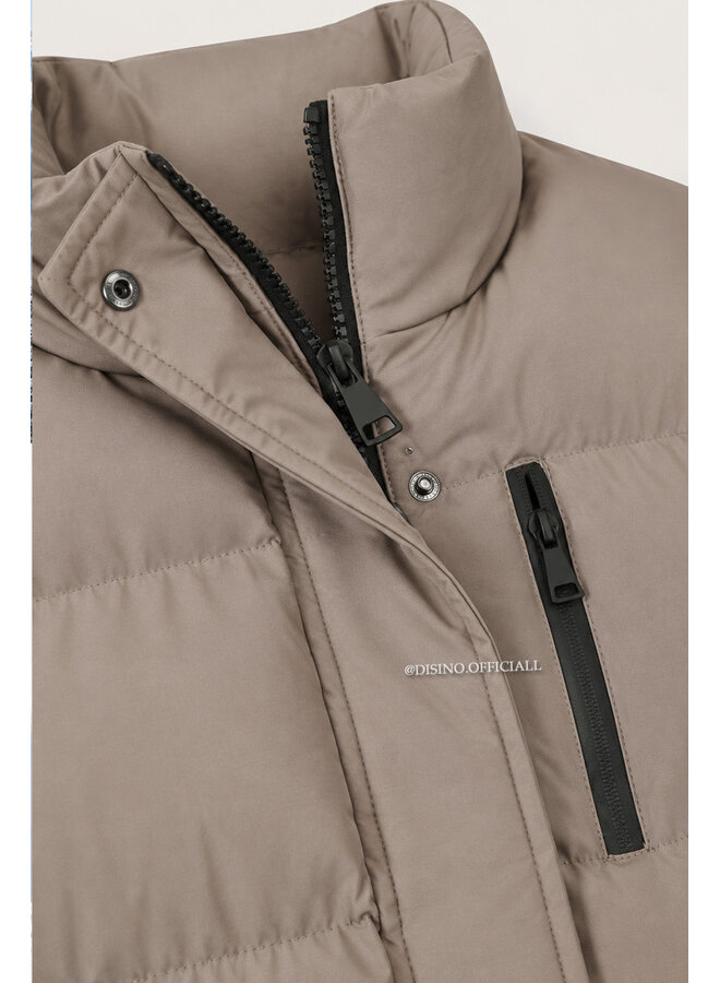 TAUPE - 'ZOEY SHORT COAT' - PREMIUM QUALITY WINTER COAT