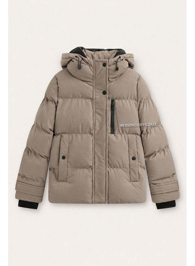 TAUPE - 'ZOEY SHORT COAT' - PREMIUM QUALITY WINTER COAT