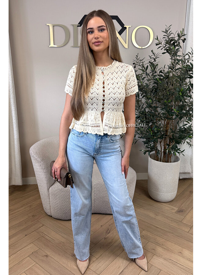 BEIGE - 'SAAR TOP' - LACE INSPIRED TOP