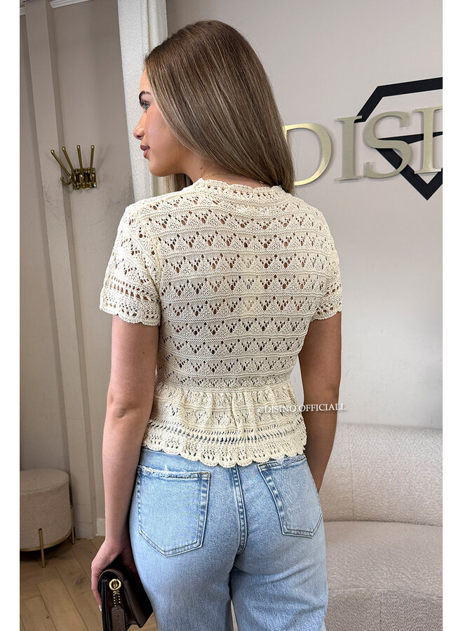 BEIGE - 'SAAR TOP' - LACE INSPIRED TOP