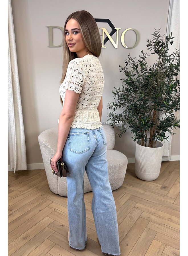 BEIGE - 'SAAR TOP' - LACE INSPIRED TOP