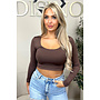 CHOCO - 'KIMMSS CROPPED TOP' - PERFECT FIT V-NECK LONG SLEEVE TOP