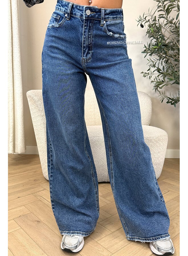 DARK BLUE - 'MANILA JEANS' - BAGGY FIT STRETCH JEANS