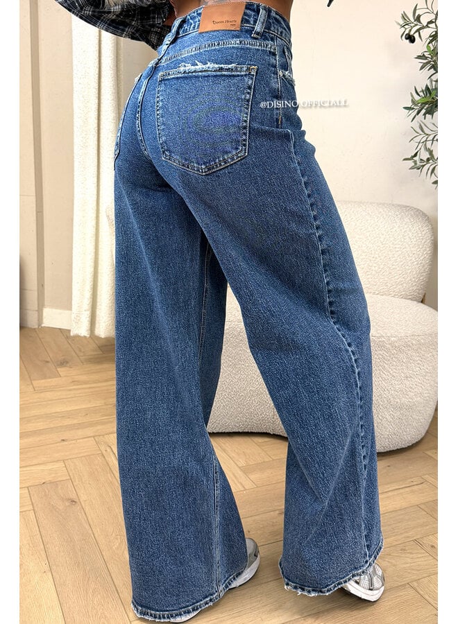 DARK BLUE - 'MANILA JEANS' - BAGGY FIT STRETCH JEANS