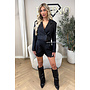 BLACK - 'LOUÉ SET' - LACE DETAILS CROPPED BLAZER + SHORT SET