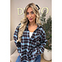 BLUE - 'MAUREEN BLOUSE' - DIAMONDS ALL OVER OVERSIZED CHECKED BLOUSE