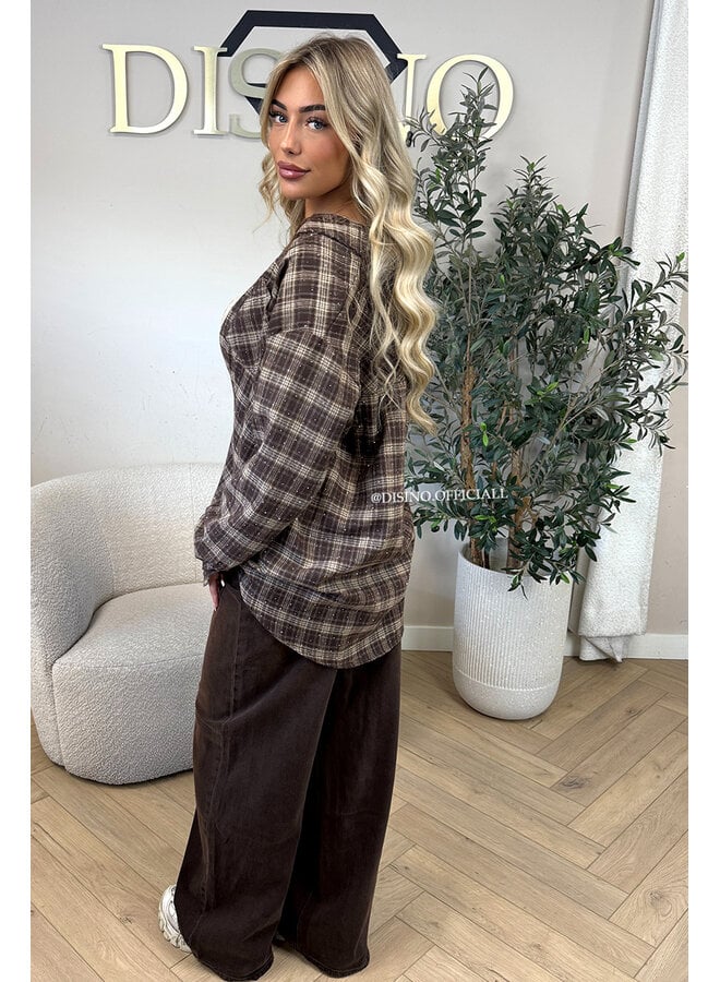 CHOCO - 'MAUREEN BLOUSE' - DIAMONDS ALL OVER OVERSIZED CHECKED BLOUSE