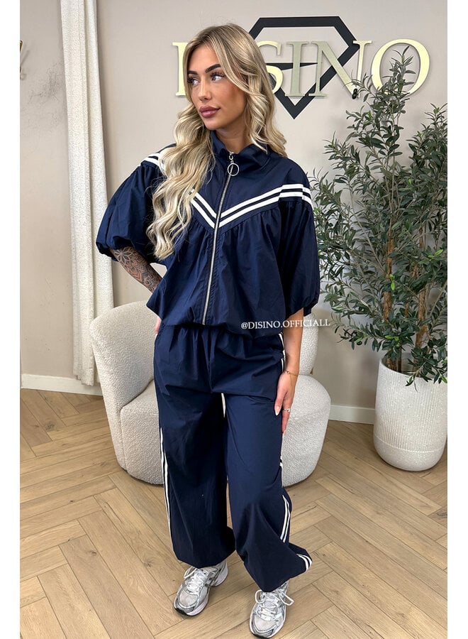 NAVY BLUE - 'ADRIA SET' - STRIPED JACKET + JOGGER SET