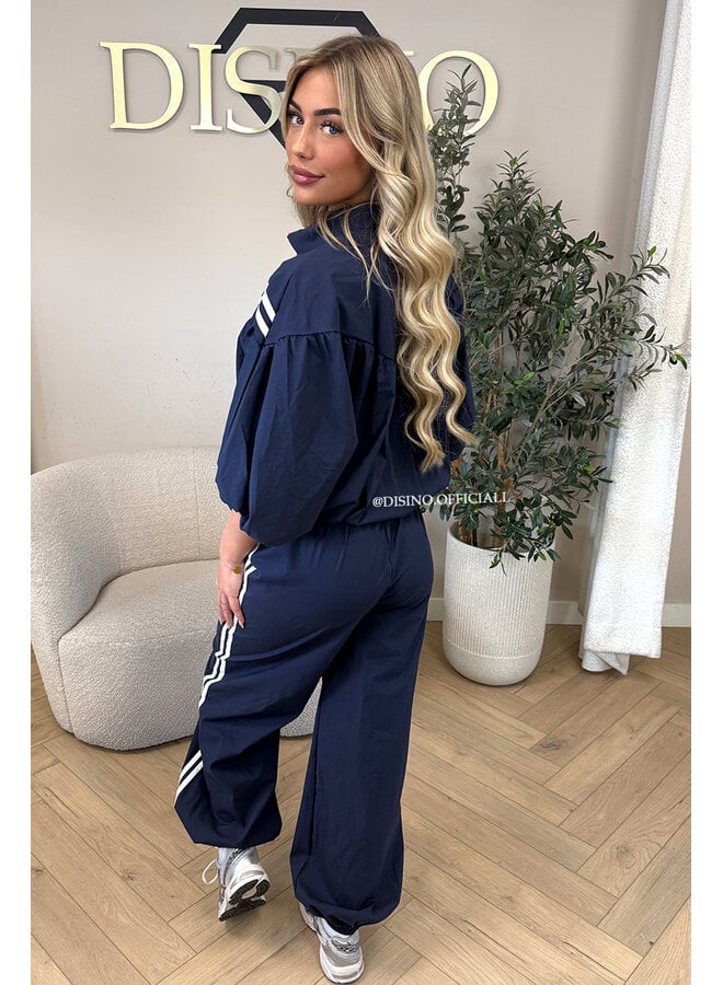 NAVY BLUE - 'ADRIA SET' - STRIPED JACKET + JOGGER SET