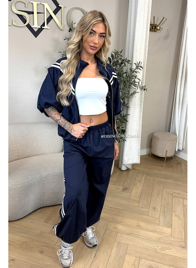 NAVY BLUE - 'ADRIA SET' - STRIPED JACKET + JOGGER SET