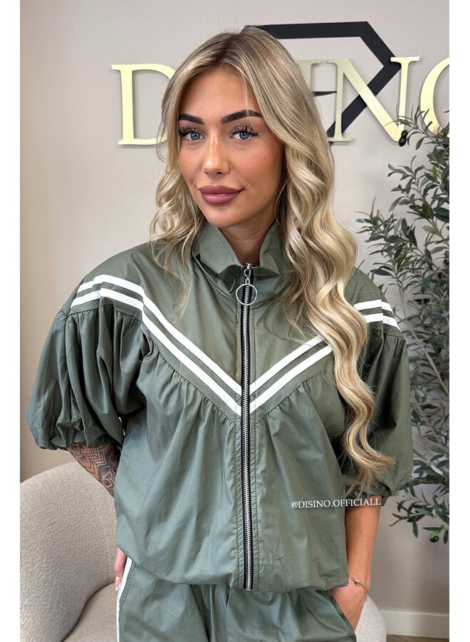 GREEN - 'ADRIA SET' - STRIPED JACKET + JOGGER SET