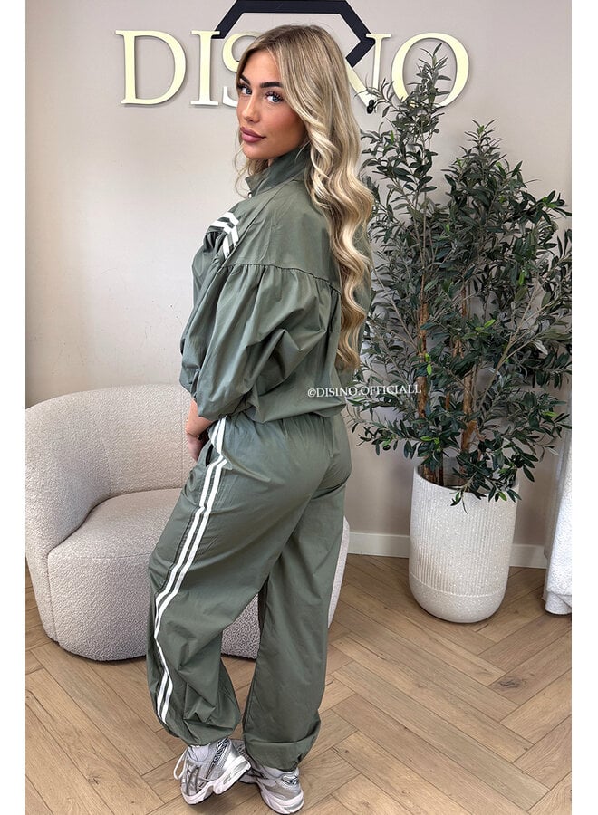GREEN - 'ADRIA SET' - STRIPED JACKET + JOGGER SET