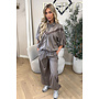 TAUPE - 'ADRIA SET' - STRIPED JACKET + JOGGER SET