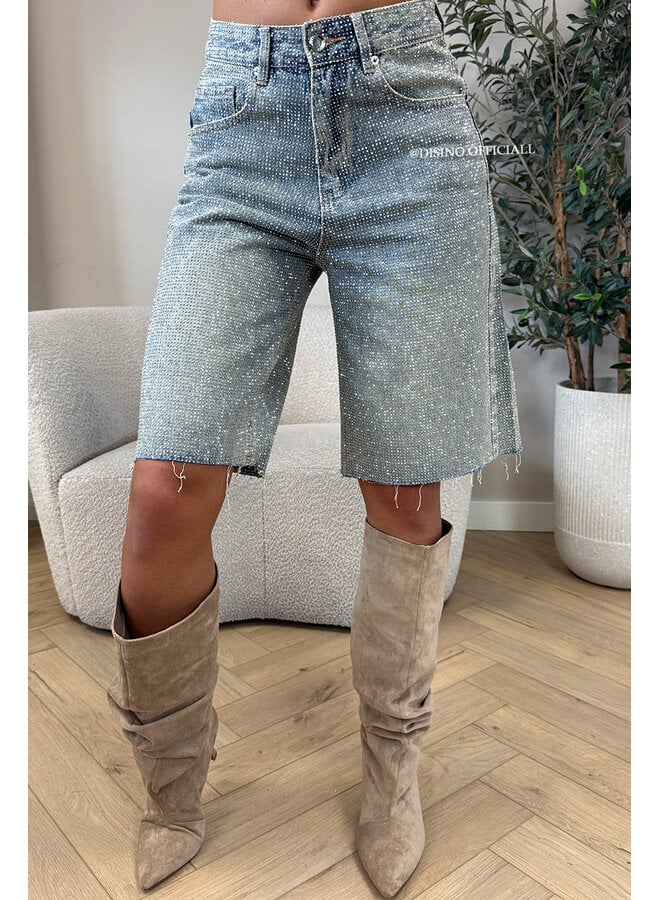 VINTAGE BLUE - 'CELINA DIAMONDS JORT' - EXCLUSIVE STRETCH BERMUDA SHORTS