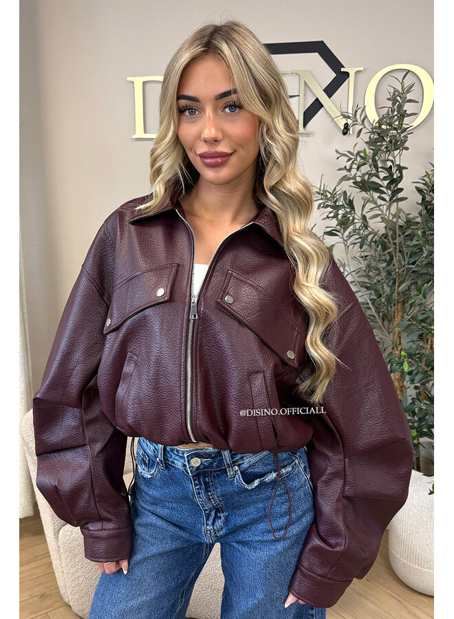 BURGUNDY - 'ALAYA JACKET' - PREMIUM QUALITY CROPPED LEATHER JACKET