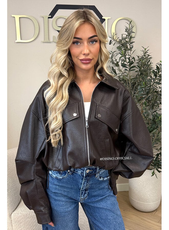 CHOCO - 'ALAYA JACKET' - PREMIUM QUALITY CROPPED LEATHER JACKET