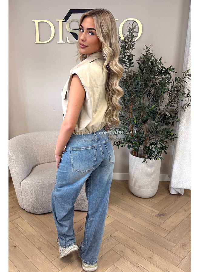 BEIGE - 'HAILEY GILET' - PREMIUM CARGO GILET TOP