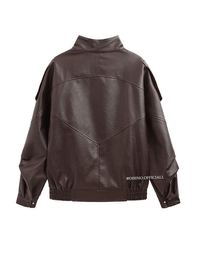 CHOCO - 'ZORA JACKET' - PREMIUM OVERSIZED HIGH NECK LEATHER BOMBER JACKET