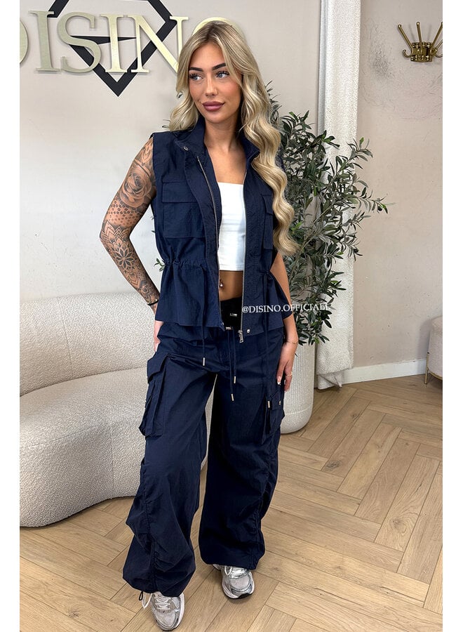 NAVY BLUE - 'ALIX JEANS' - PREMIUM QUALITY PARACHUTE CARGO JEANS