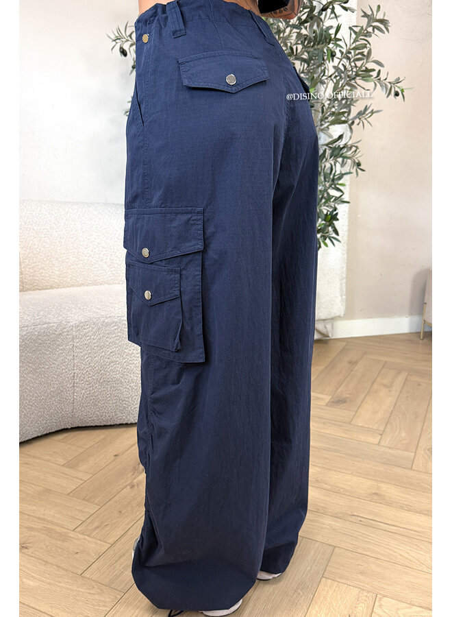 NAVY BLUE - 'ALIX JEANS' - PREMIUM QUALITY PARACHUTE CARGO JEANS