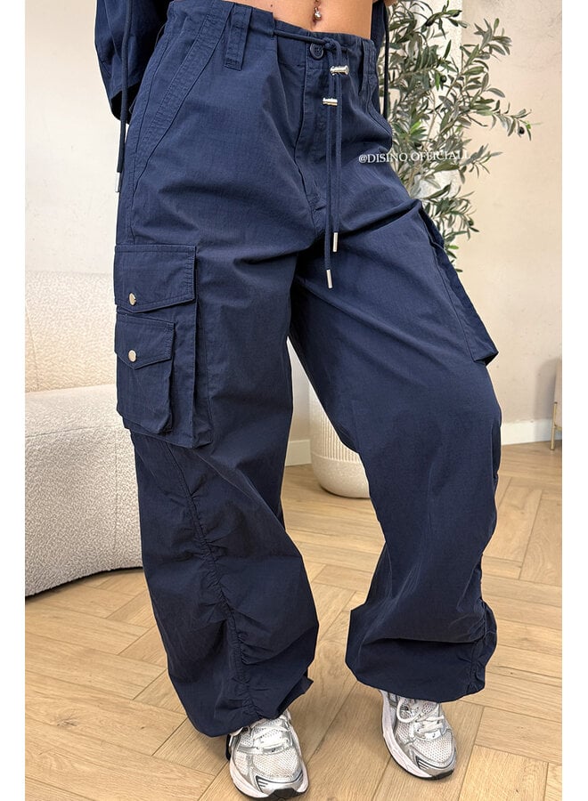 NAVY BLUE - 'ALIX JEANS' - PREMIUM QUALITY PARACHUTE CARGO JEANS