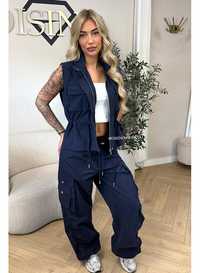 NAVY BLUE - 'ALIX GILET' - PREMIUM QUALITY PARACHUTE CARGO GILET