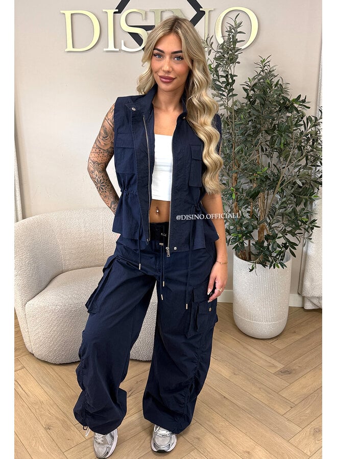 NAVY BLUE - 'ALIX GILET' - PREMIUM QUALITY PARACHUTE CARGO GILET