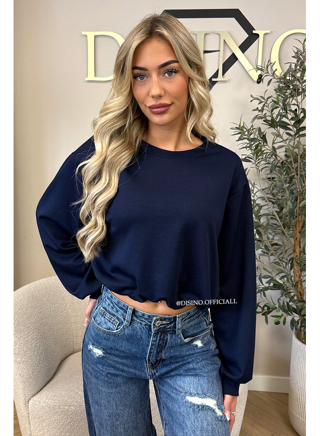 NAVY BLUE - 'ALBA SWEATER' - OVERSIZED CROPPED SWEATER
