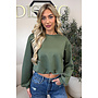ARMY GREEN - 'ALBA SWEATER' - OVERSIZED CROPPED SWEATER