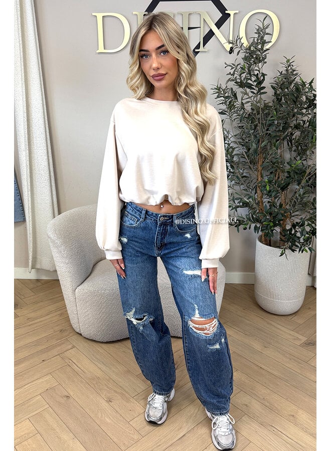BEIGE - 'ALBA SWEATER' - OVERSIZED CROPPED SWEATER