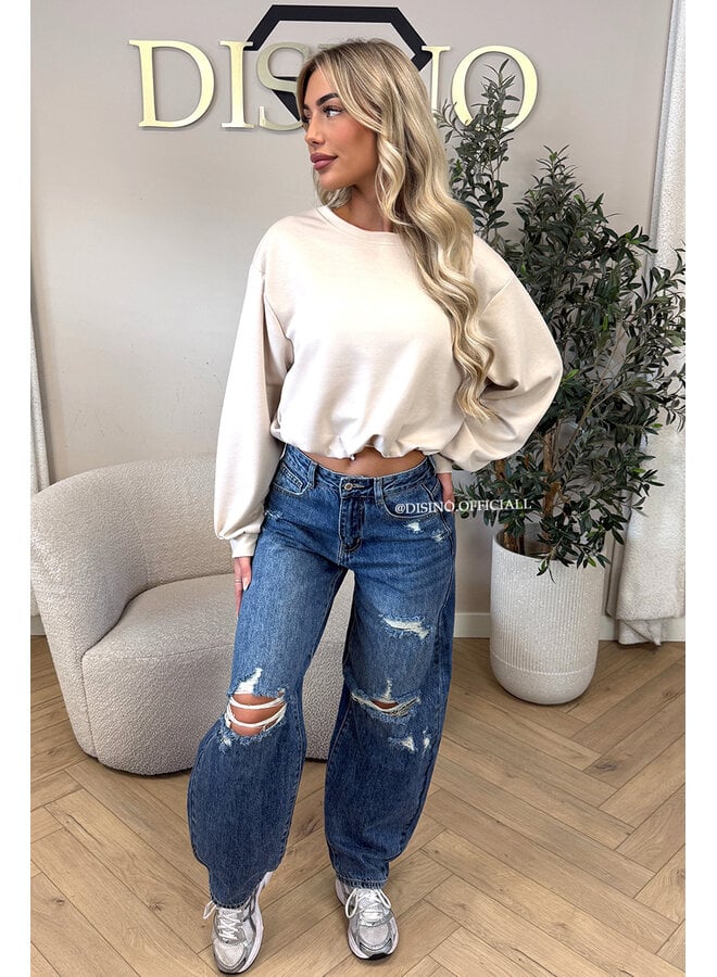 BEIGE - 'ALBA SWEATER' - OVERSIZED CROPPED SWEATER