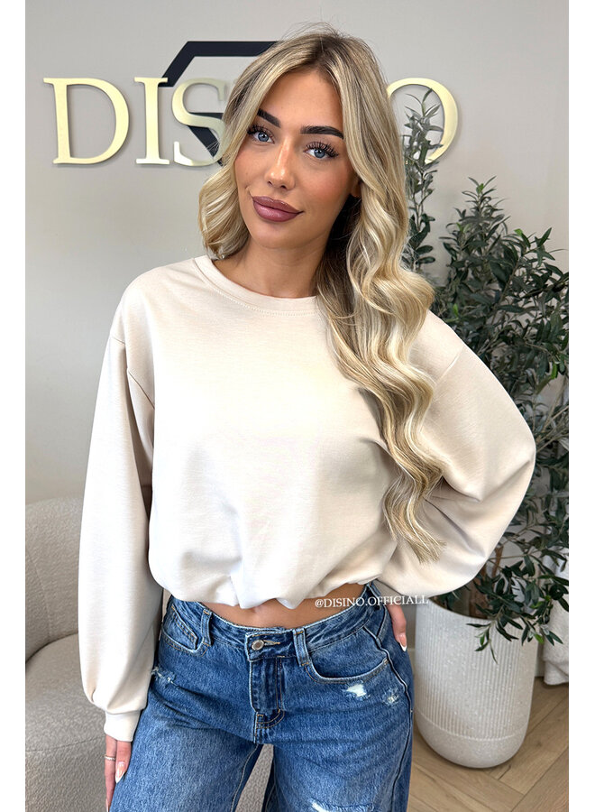 BEIGE - 'ALBA SWEATER' - OVERSIZED CROPPED SWEATER