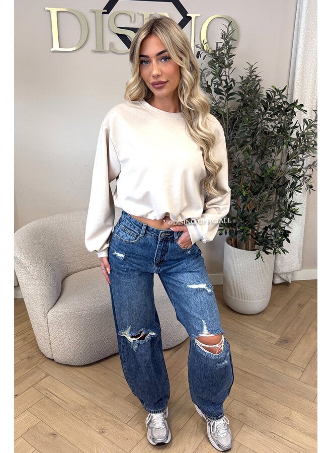BEIGE - 'ALBA SWEATER' - OVERSIZED CROPPED SWEATER